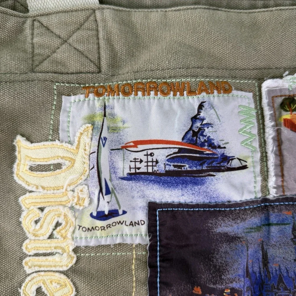 Disney Parks Disneyland Exclusive Canvas Tote Bag Patches Tomorrowland Adventure